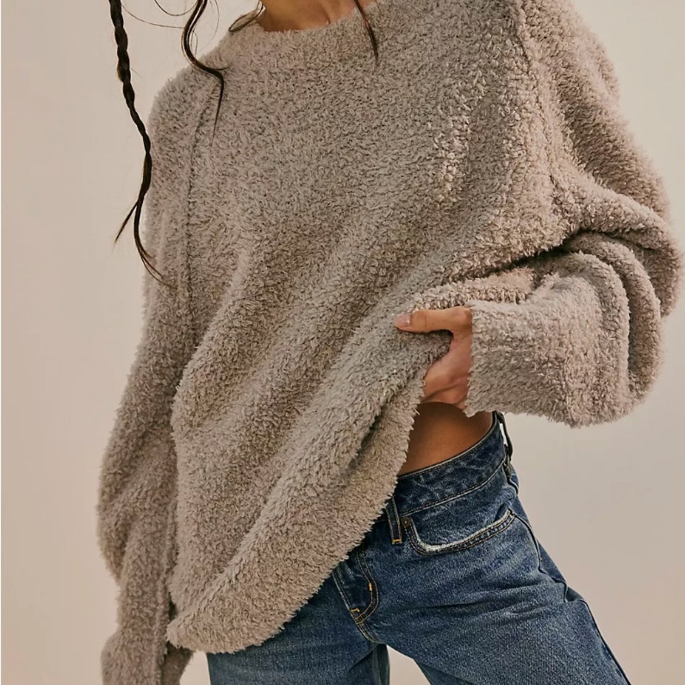 Free People Teddy Sweater Tunic in Silver Clouds